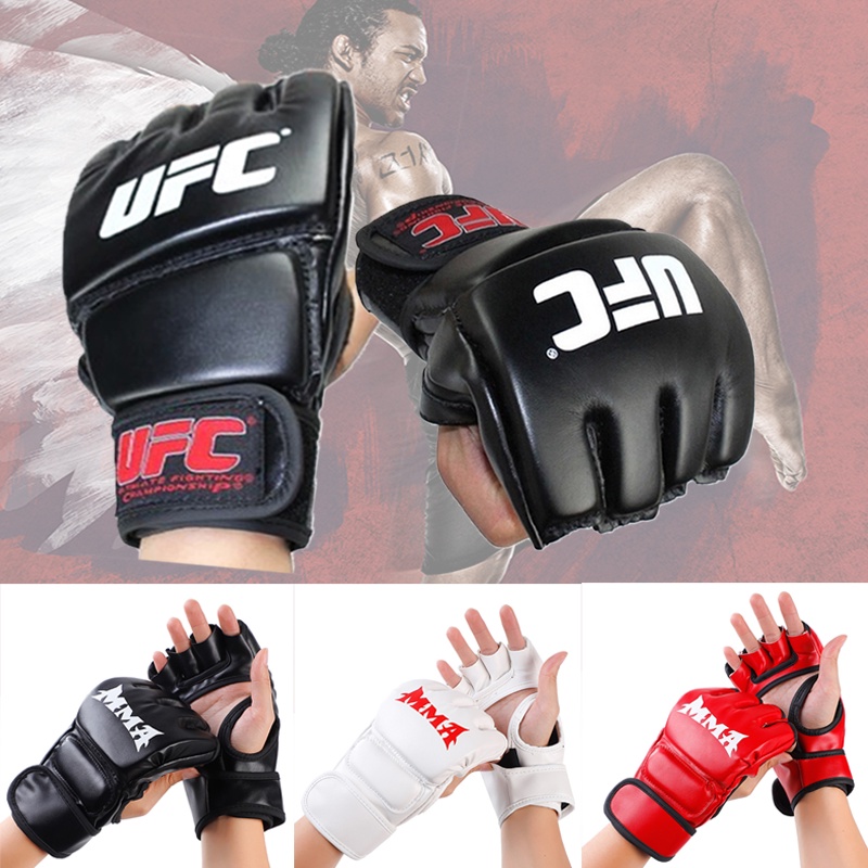 Ufc Găng Tay Đấm Bốc Hở Ngón Bằng Da Chuyên Nghiệp