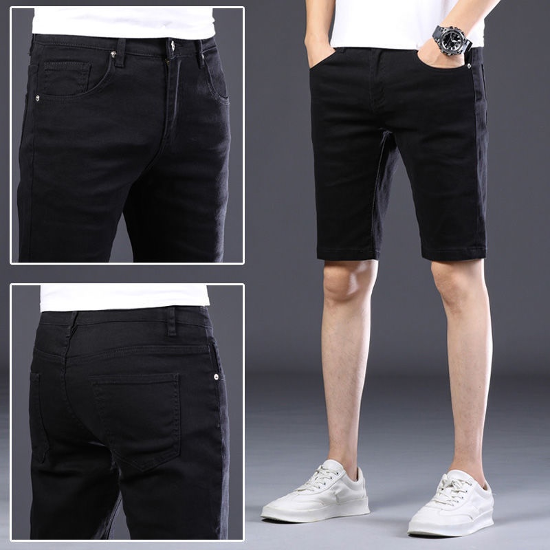 Quần Short Jeans Nam Đen Trơn Co Giãn Cao Cấp SZone SQ610