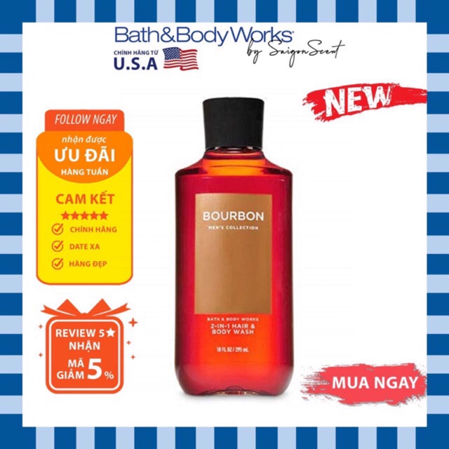 Sữa tắm Nam Bath &amp; Body Works for men - Bourbon (295ml)