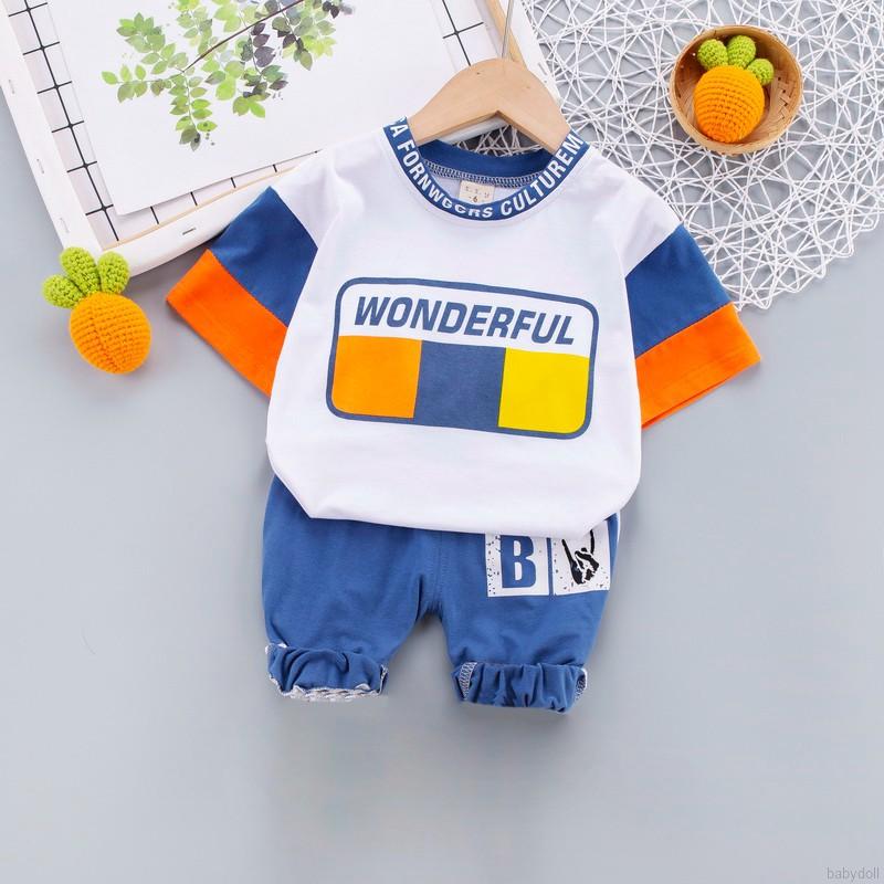 Set Áo Thun In Hình Và Quần Short Dễ Thương Cho Bé Trai