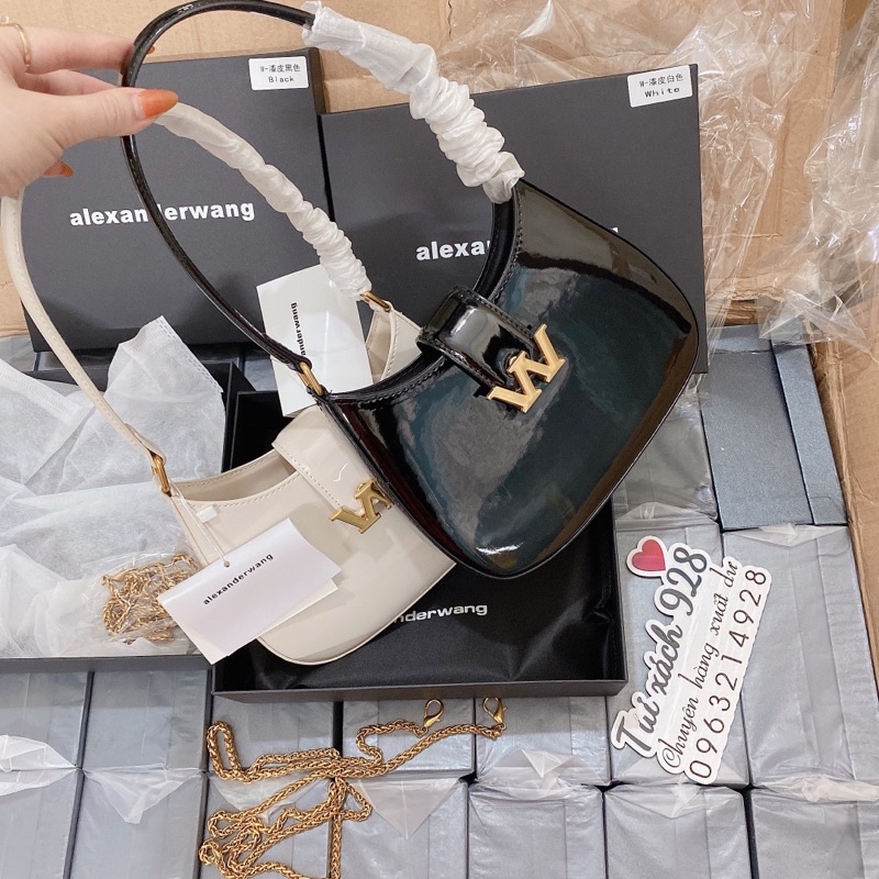 Túi W kẹp nách da bóng size 21cm fullbox