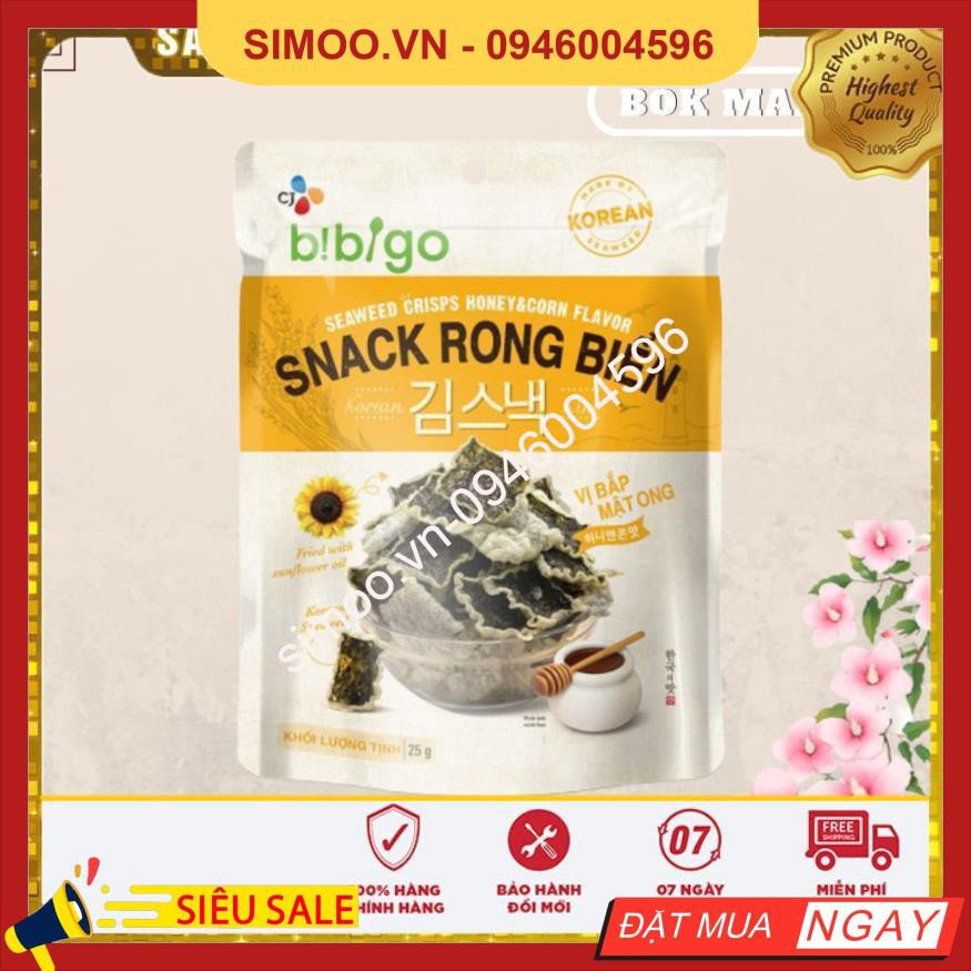 SNACK RONG BIỂN VỊ BƠ MẬT ONG BIBIGO GÓI 25G