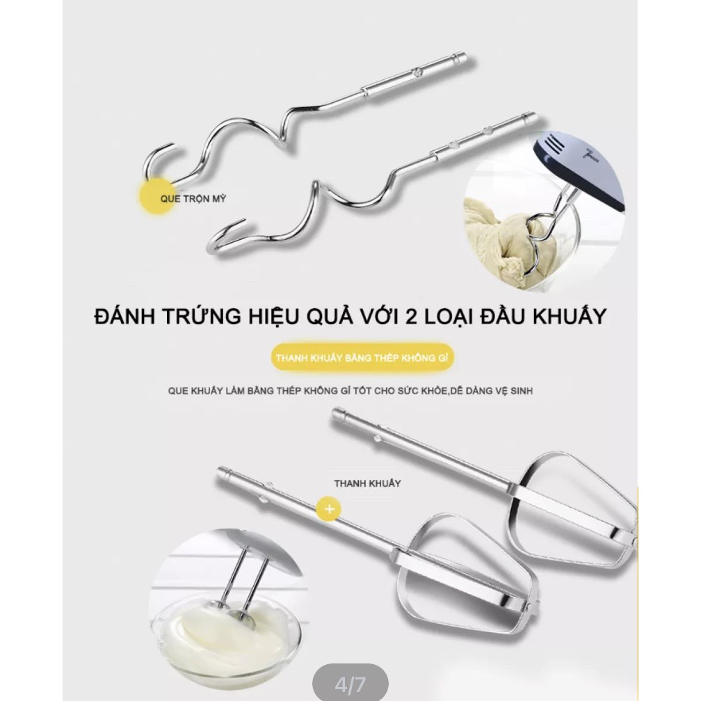 [FREESHIP] Máy Đánh Trứng Cầm Tay, Máy Đánh Trứng Mini Cầm Tay Scarlett 7 Tốc Độ Cực Mạnh - Hoạt Động Êm Ái