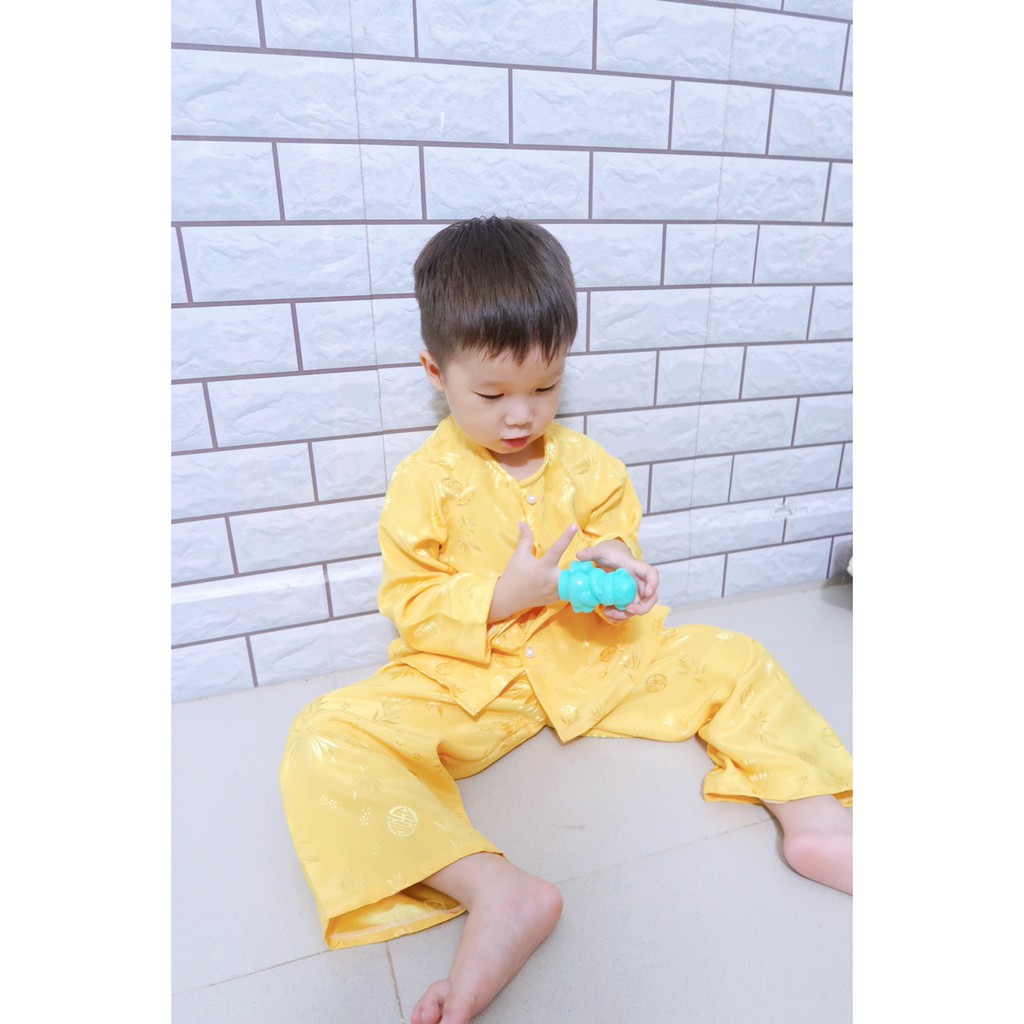 Bộ bà ba gấm lá tre Thái Tuân cho bé trai, bé gái