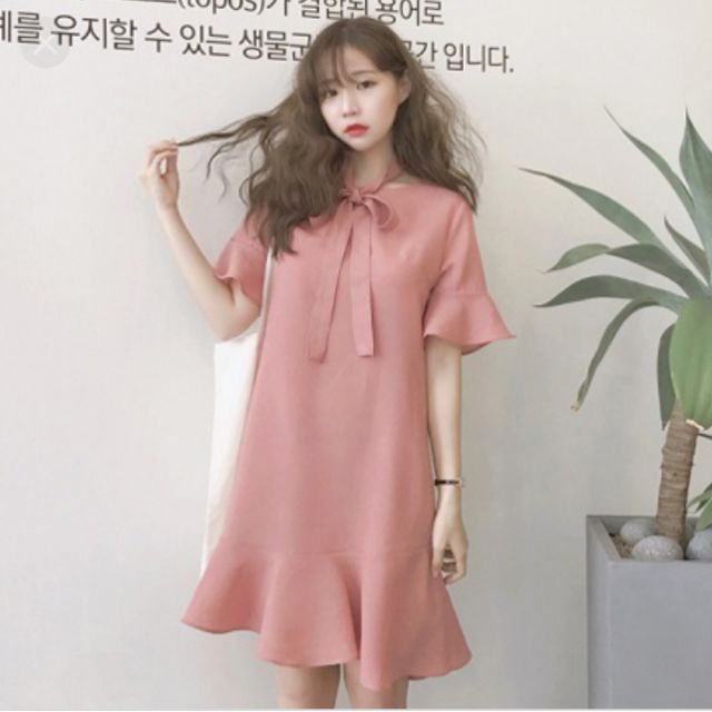 Đầm hồng tay ngắn 195