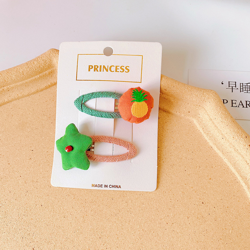 Kẹp tóc mái nhiều màu thêu hình trái cây phong cách Hàn Quốc hàng mới dành cho bé gái