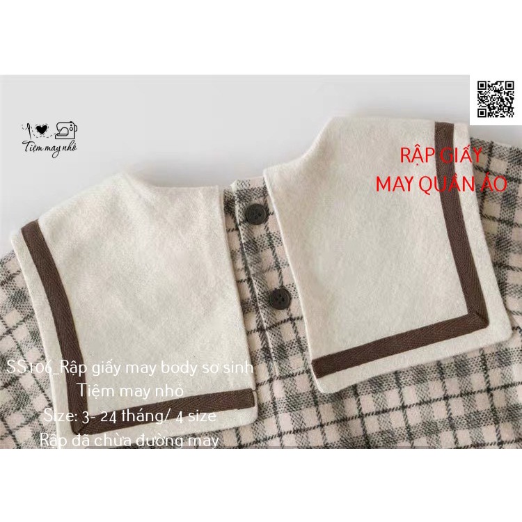 SS106_Rập giấy may body sơ sinh cổ thủy thủ