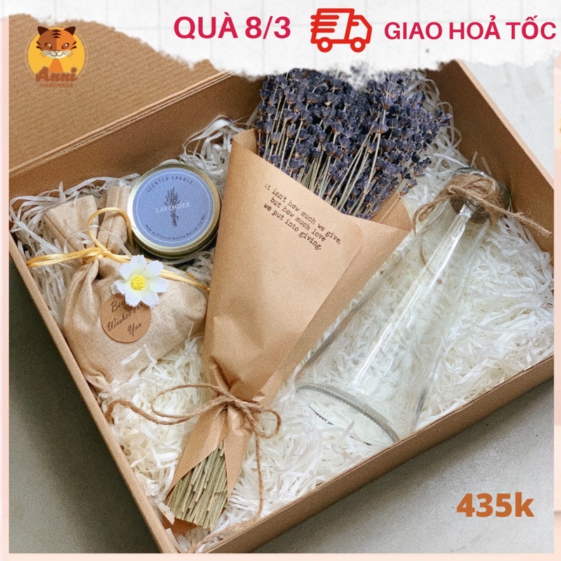 Set hoa Lavender (Lavender, bình cắm hoa, bịch túi nụ và thiệp)