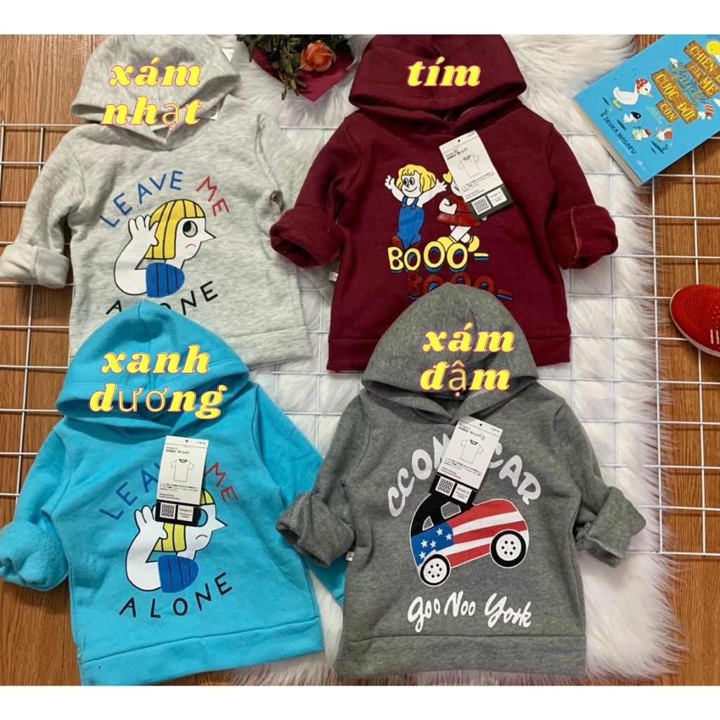 Áo Nỉ Bông Cho Bé Trai, Bé Gái Kiểu Dáng Hoodie Có Mũ Trùm Đầu AN03