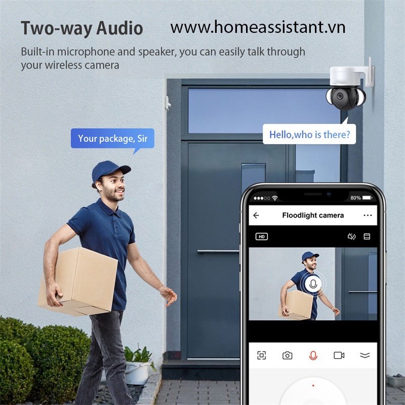 Camera Wifi Tuya 3M Tích Hợp Đèn Pha TY04  Hass