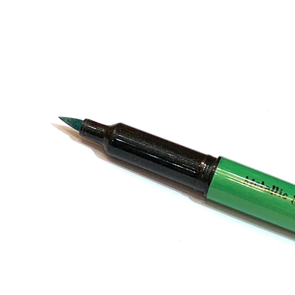 Bút lông đầu cọ viết calligraphy trên mọi chất liệu Simbalion Metallic Brush Marker - Màu xanh lá nhũ (Green)