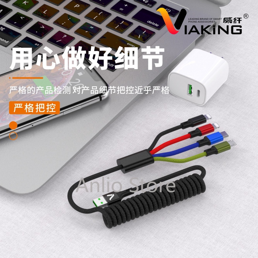 Dây Cáp Sạc Nhanh Usb Nhiều Cổng 3a / 4 Trong 1 1.8m Cho Ip / Usb C / Type C / Micro Usb / Usb / Điện Thoại Di Động / Máy Tính Bảng Samsung Galaxy / Google