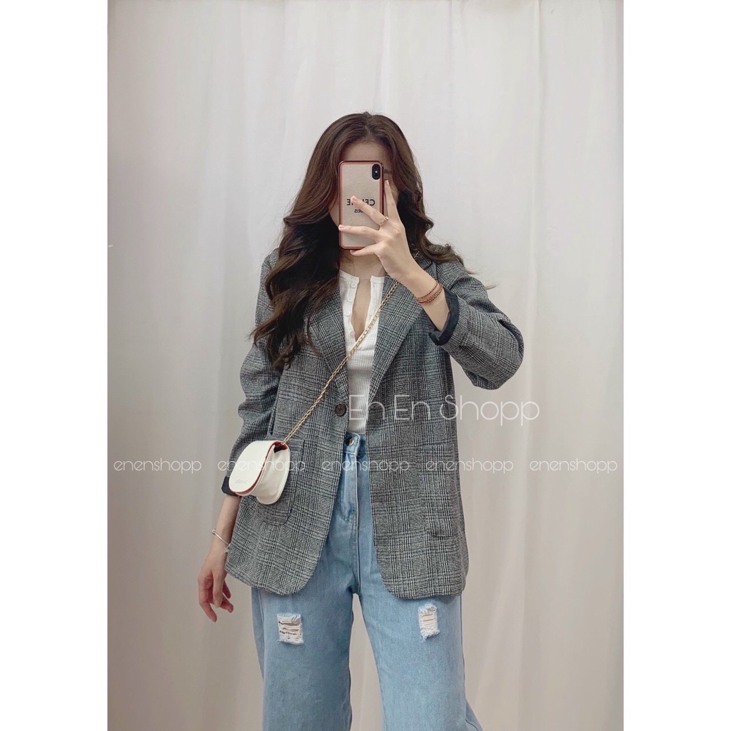 Áo khoác vest Blazer kẻ 2 lớp loại đẹp