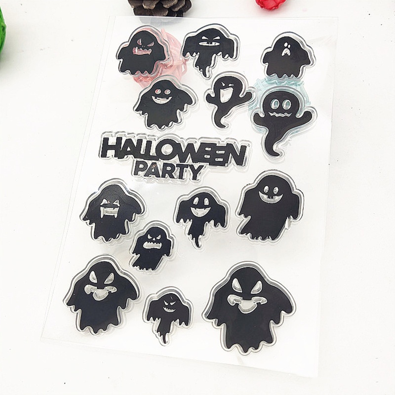 Con Dấu Silicon Trong Suốt Hình Ma Trang Trí Halloween