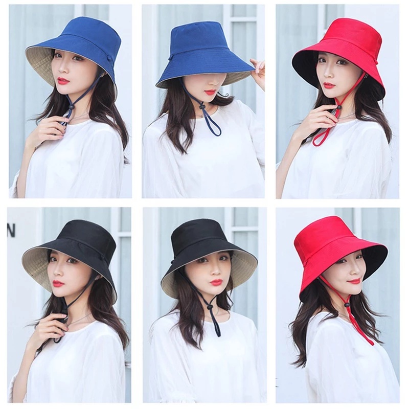 Nón tai bèo hai mặt bằng cotton cho nữ có thể gấp gọn tiện lợi