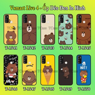 Ốp lưng vsmart live 4 dẻo đen in hình bst gấu nâu cute