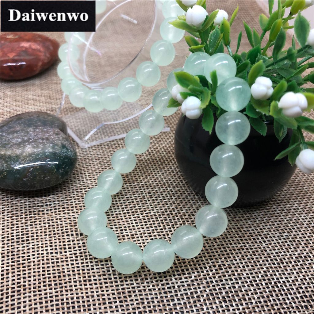 Vòng Tay Chuỗi Hạt Ngọc Bích Màu Xanh Nhạt 6-12mm