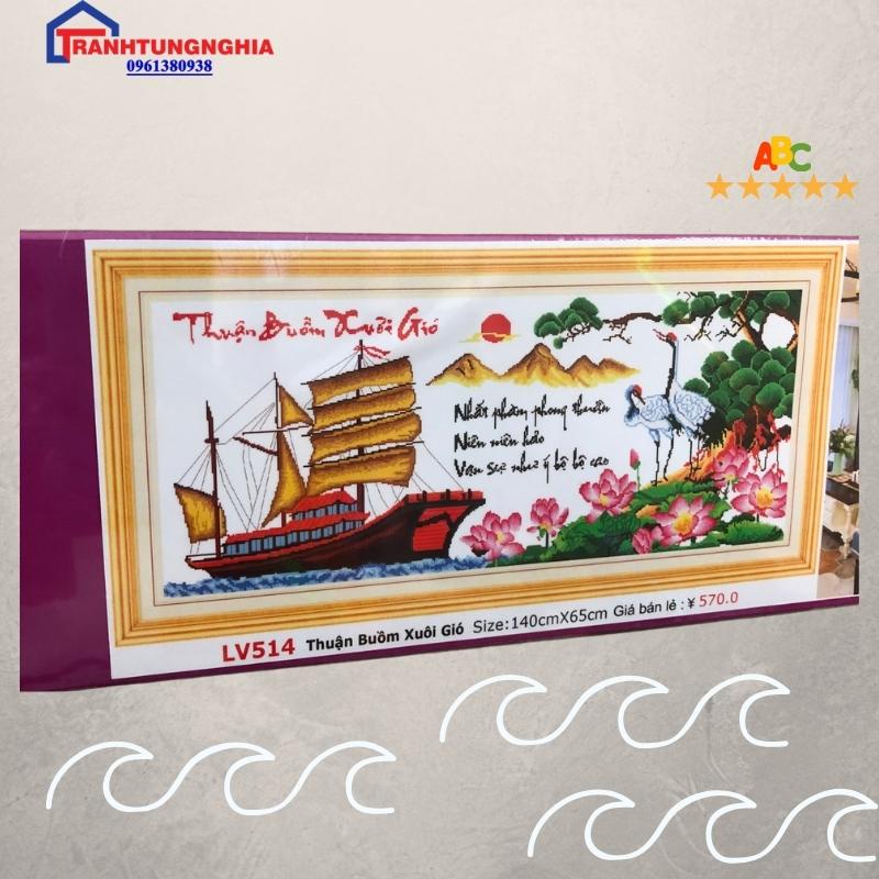 Tranh đính đá ABC thuận buồm xuôi gió. Kích Thước: 1m40 x 65cm