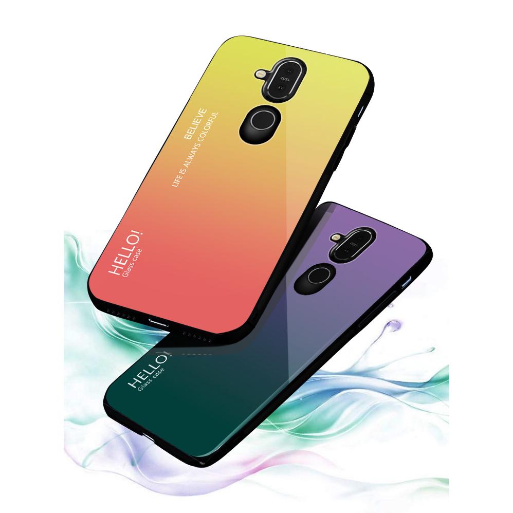 Ốp điện thoại kính cường lực viền TPU cho màu gradient cho Nokia 7 Plus Nokia X7 Nokia 3.1 Plus