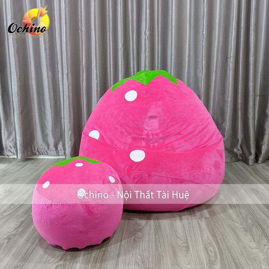 Ghế Hạt Xốp Thư Giãn Hình Dâu Tây, Hình Thú Xinh Xắn Size To 1M2-90 (Hàng Có Sẵn)