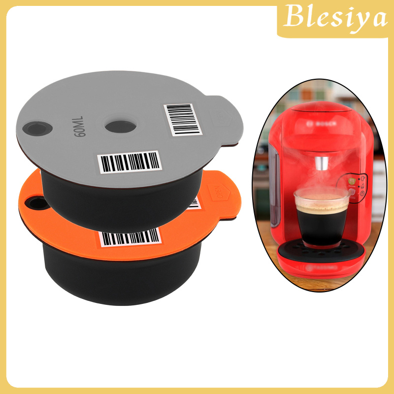 [BLESIYA]Coffee Capsule Cup for Bosch Tassimo, Reusable PP Plastic Coffee Filter Capsules with Stainless Steel Mesh, Pack of 2