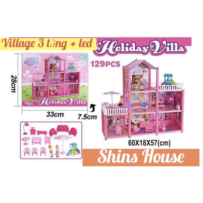 NHÀ BÚP BÊ - VILLA NHIỀU  TẦNG CÓ ĐÈN LED - BỘ LẮP RÁP CỰC ĐẸP CHO BÉ GÁI  [Nhiều mẫu]