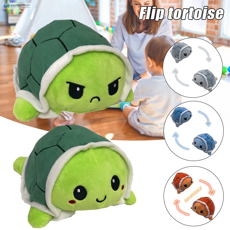 Two-Sided Fold Expression Plush Toy Cute Cartoon Turtle Profile for Kids Adults Funnys Cute Turtle Plush Toys