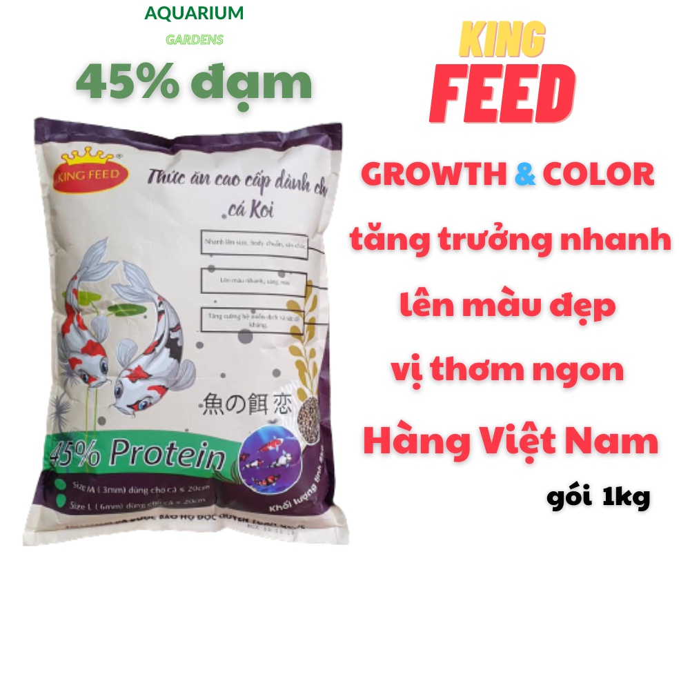 Thức ăn cá koi King feed tăng màu 45% đạm gói 1kg thumbnail