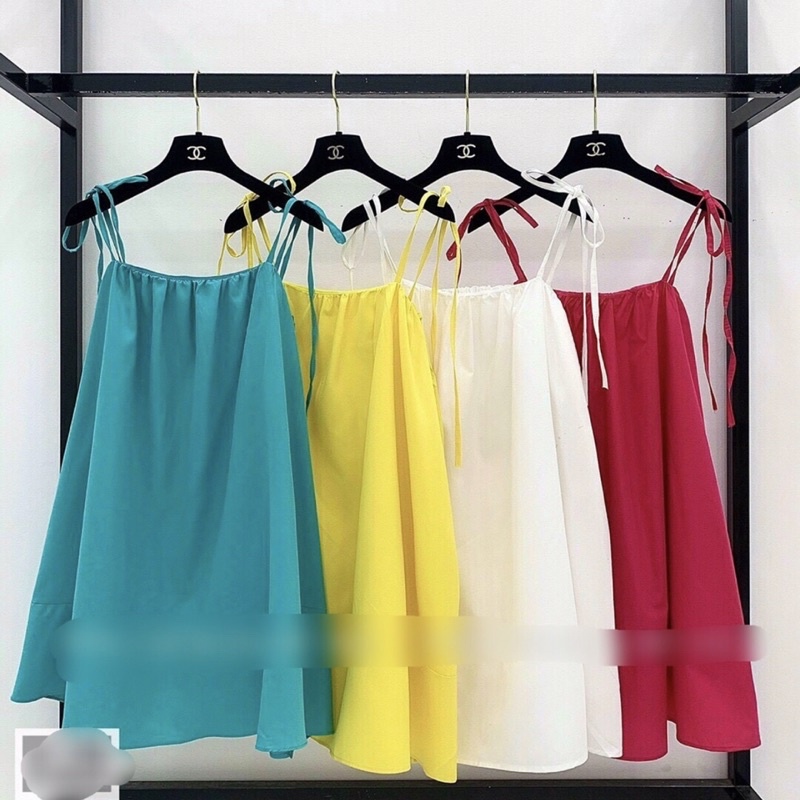 Đầm ngắn hai dây [LA THO STORE] váy ngắn hai dây ,from ngắn xoè cực yêu ,chất Xô ,size M 45-55kg ,hàng QC,3 màu hót hót