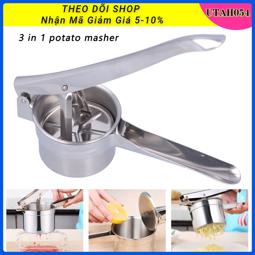 Khuôn Làm Bún Tươi , Bánh Canh , Bánh Lọt, Nghiền khoai tây, ép củ quả trái cây Đa Năng kèm 3 vỉ khuôn Inox【Utah054】