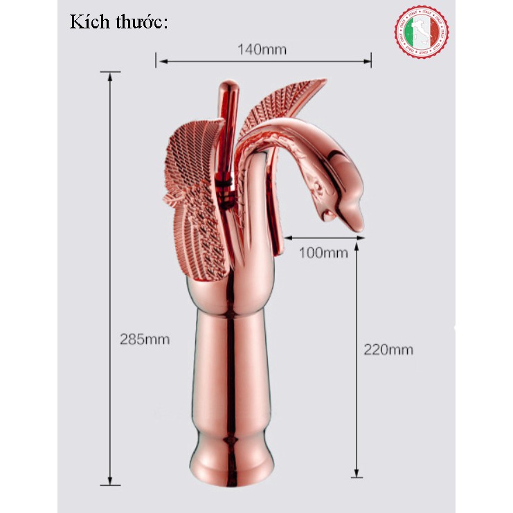 Vòi Lavabo Tân cổ điển siêu xịn đẹp ITALIA hình Cánh chim (Chân cao) + Đôi dây cấp