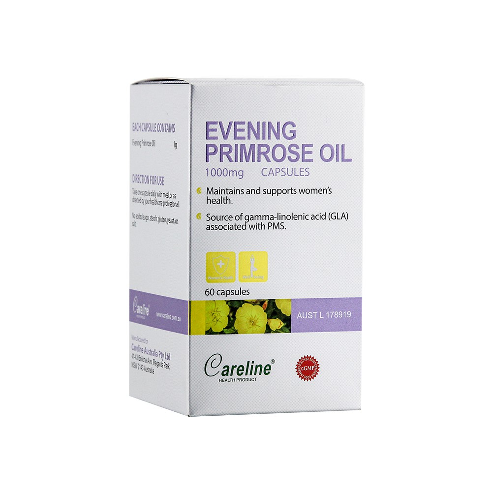 Tinh dầu hoa anh thảo, viên uống hoa anh thảo Careline Evening PrimroseOil,cân bằng nội tiết tố nữ 1000Mg