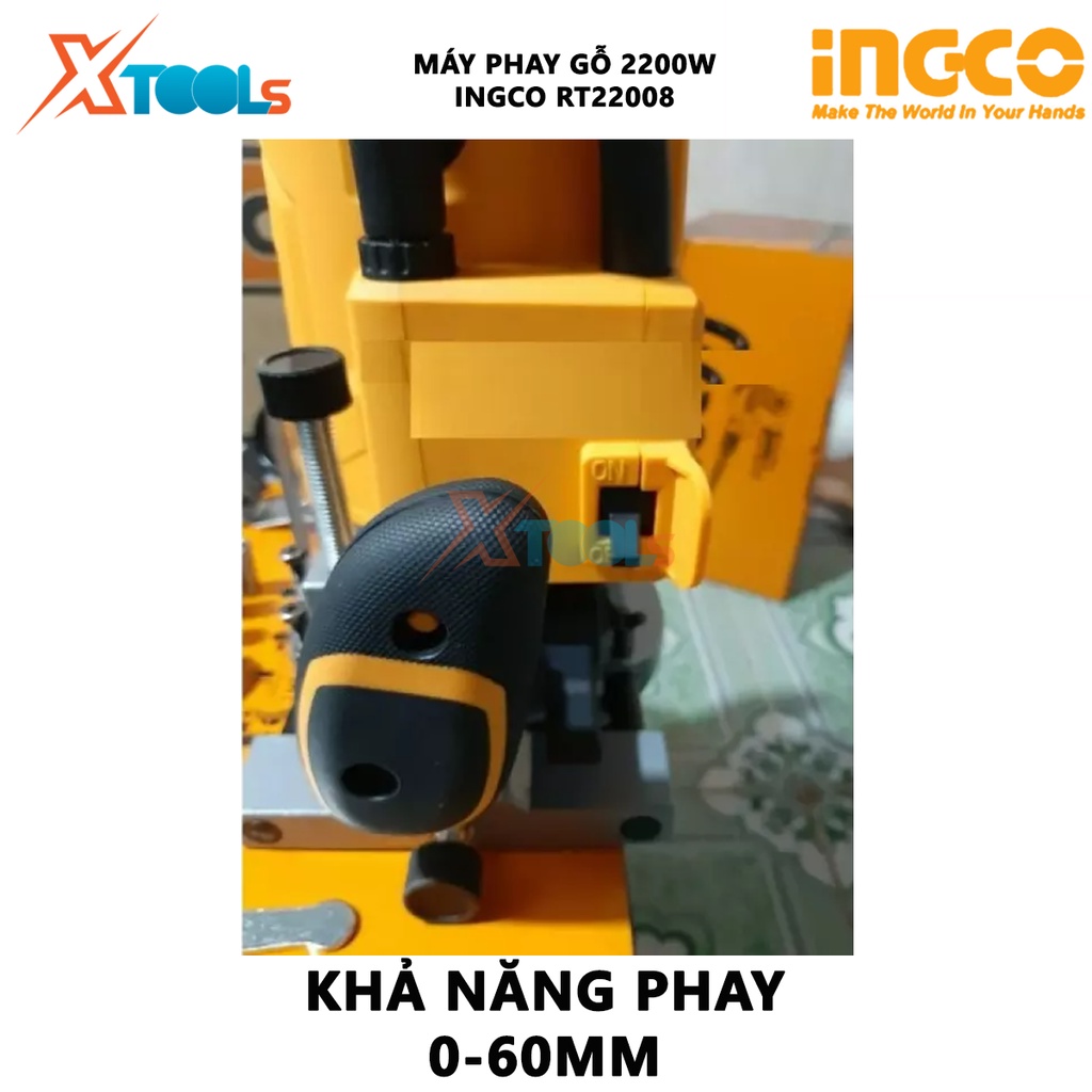 Máy phay gỗ INGCO RT22008 | Máy soi gỗ 2200W