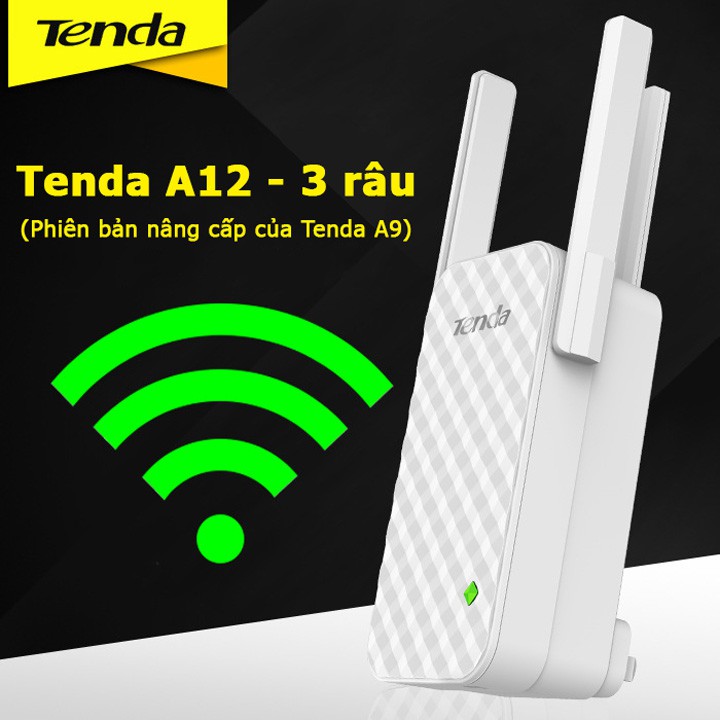 Kích sóng wifi Tenda A12 V2 Repeater Wireless 3 râu Phiên bản nâng cấp của Tenda A9