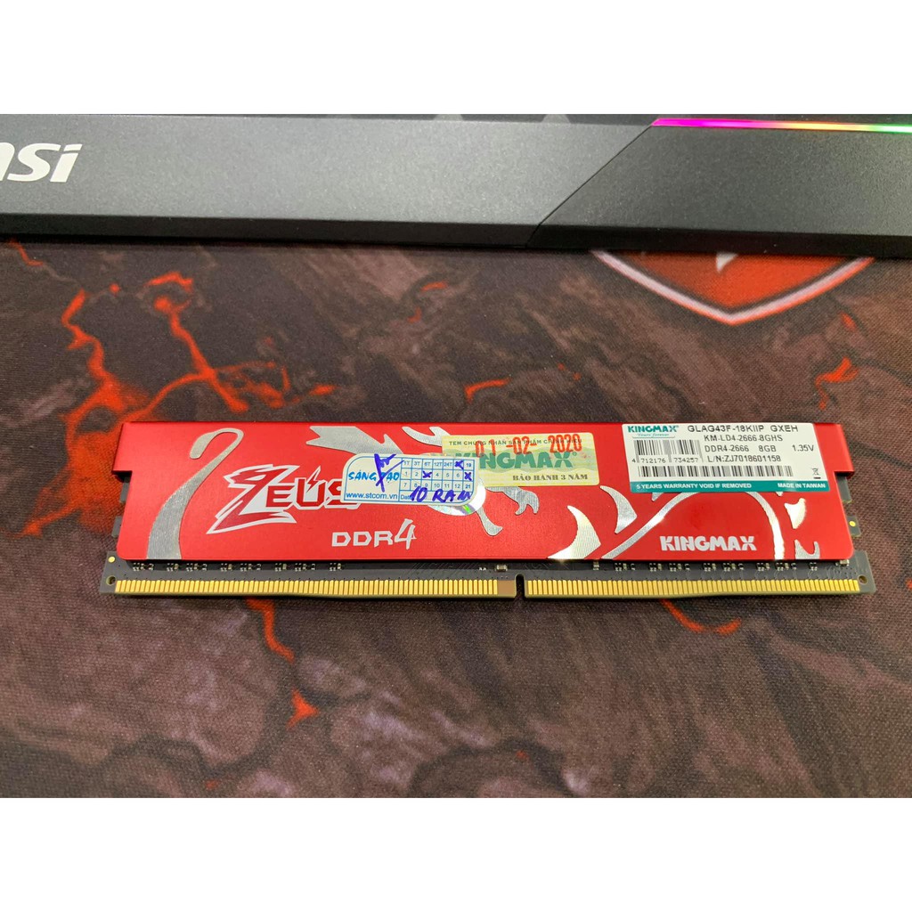 Ram DDR4 Kingmax 8GB (2666) ZEUS Dragon Heatsink (Đỏ) (Bảo hành 02/2023)
