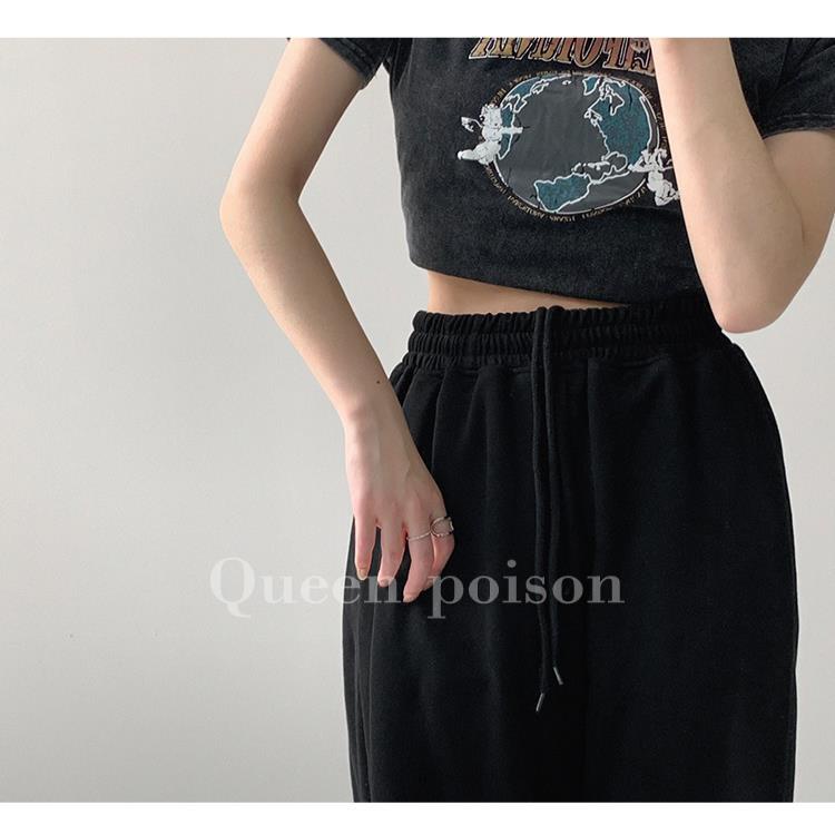 Quần dài ống rộng lưng cao phối dây rút thời trang dành cho nữ