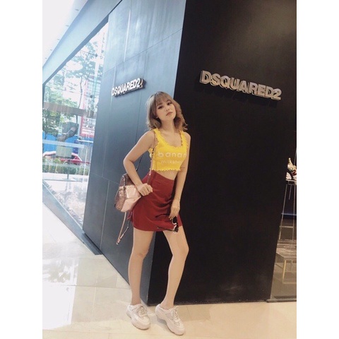 Áo croptop ba lỗ in banana milk shake A236