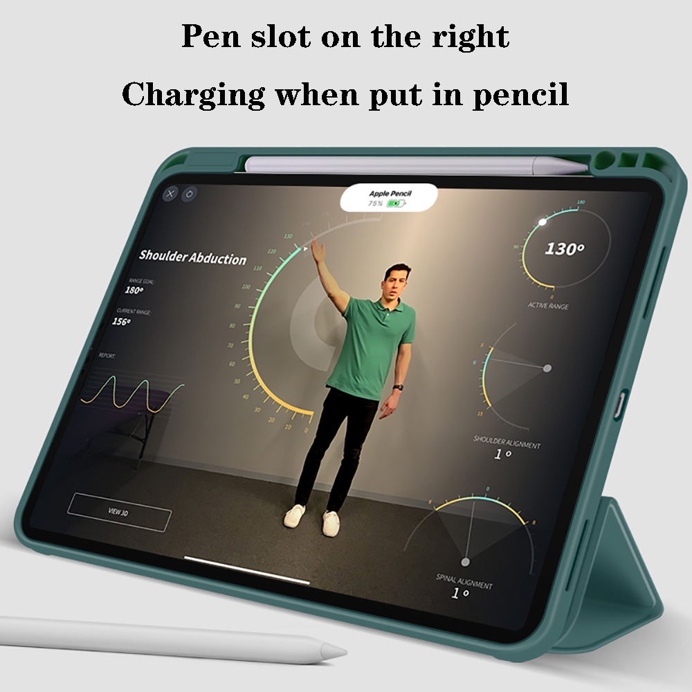 iKey All inclusive Magnetic Silicone Soft Protective Case For iPad Pro 11 12.9 2021 Air 4 4th gen Air 5 5th gen 10.9 inch 2018 2020 Tablet Ultra-Thin Anti-Drop Tri-Fold Smart Wake Sleep With Pen Slot Holder Flip Cover