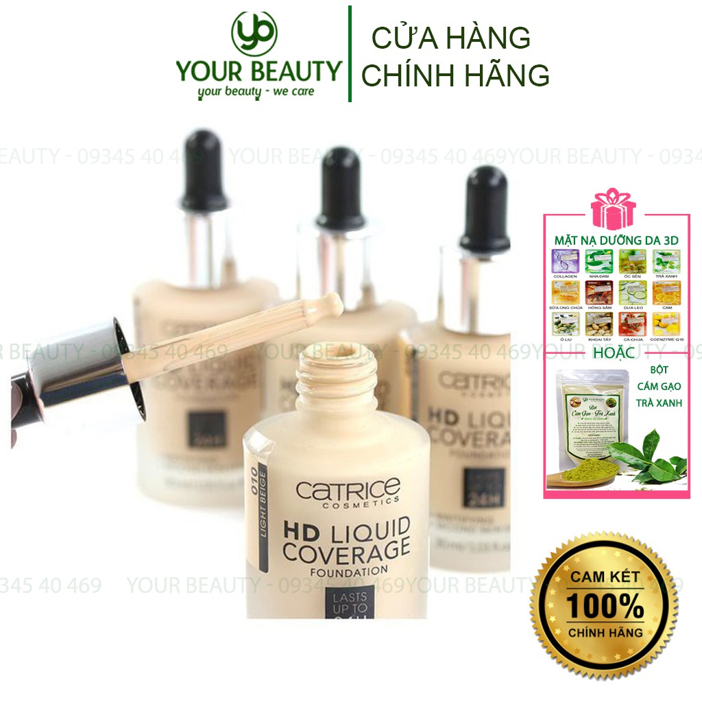 Kem nền dưỡng ẩm mịn kiềm dầu chống nắng Catrice HD Liquid Coverage Foudation