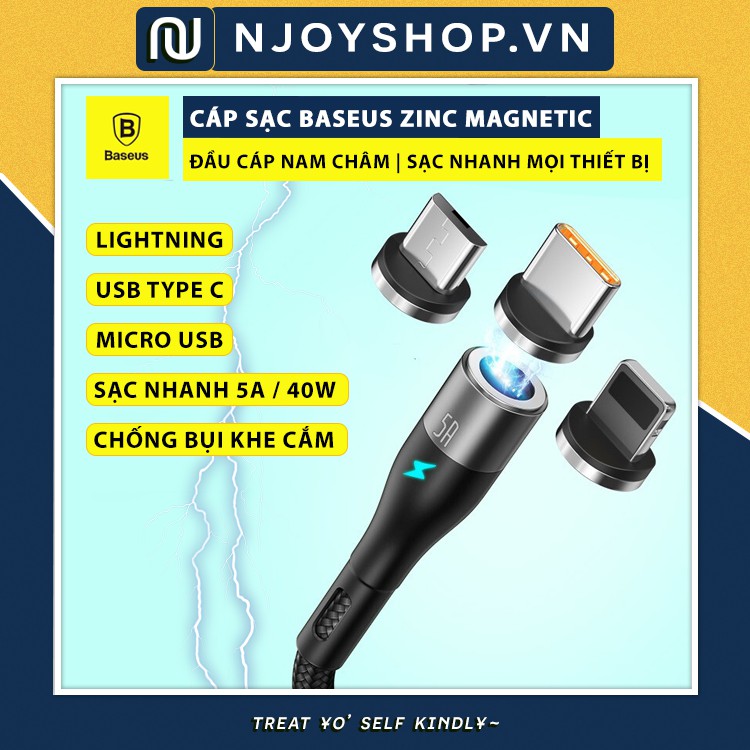 [BH 6 THÁNG] DÂY SẠC 3 ĐẦU BASEUS Zinc Magnetic LIGHTNING TYPE C MICRO USB HỖ TRỢ SẠC NHANH IPHONE SAMSUNG XIAOMI OPPO