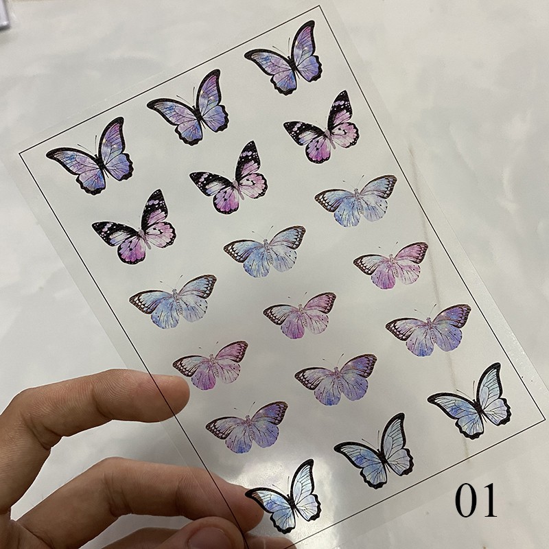 1 tấm film in họa tiết cánh bướm 148*105mm nguyên liệu làm trâm làm trang sức cổ trang