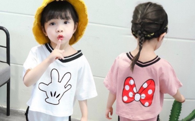 Sét áo cổ tim kèm chân váy cotton đẹp bé gái