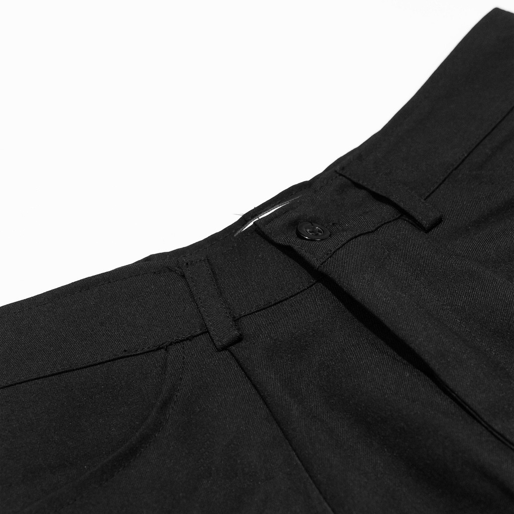 Quần dài kaki túi hộp nữ ống rộng màu đen DAVIES - Culottes Box Pant