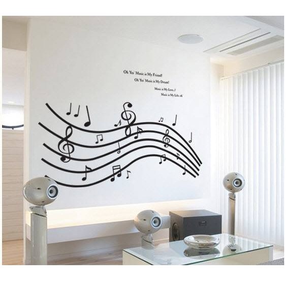 Decal dán tường Âm nhạc 5 dòng kẻ AmyShop