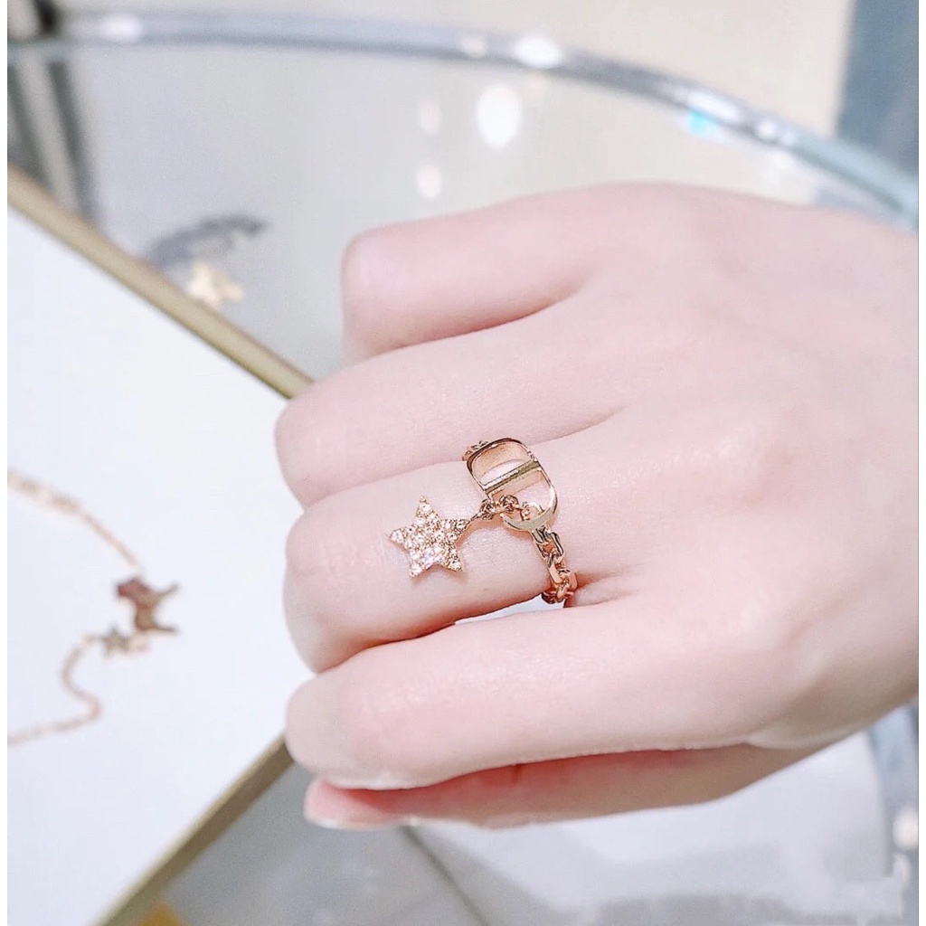 Nhẫn kim loại Dor 2021 gắn CD hình ngôi sao năm cánh thời trang cho nữ