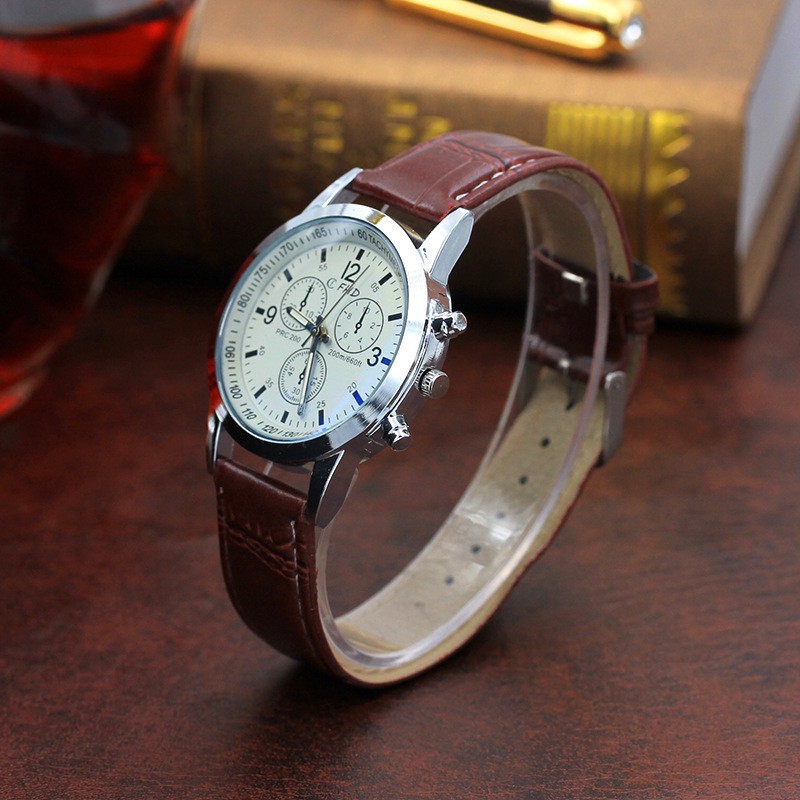 Đồng hồ đeo tay nam dây da CFHD lịch lãm Siêu đẹp DH101