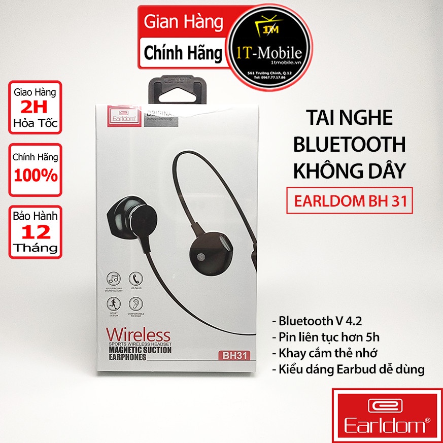 Tai Nghe Bluetooth Earldom BH31 (2 tai , có dây + khe gắn thẻ nhớ)