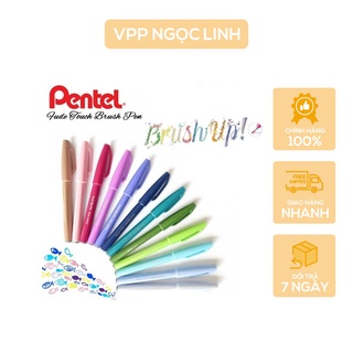 Bút viết thư pháp Pentel, Calligraphy Pentel Brush Sign Pen tông Pastel 12 màu văn phòng phẩm Ngọc Linh