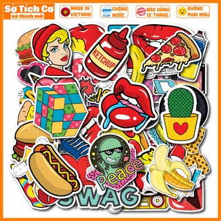 [Bộ 50 Sticker] Pop Art dán điện thoại, laptop, mũ bảo hiểm, guitar, vali MSP: ST53