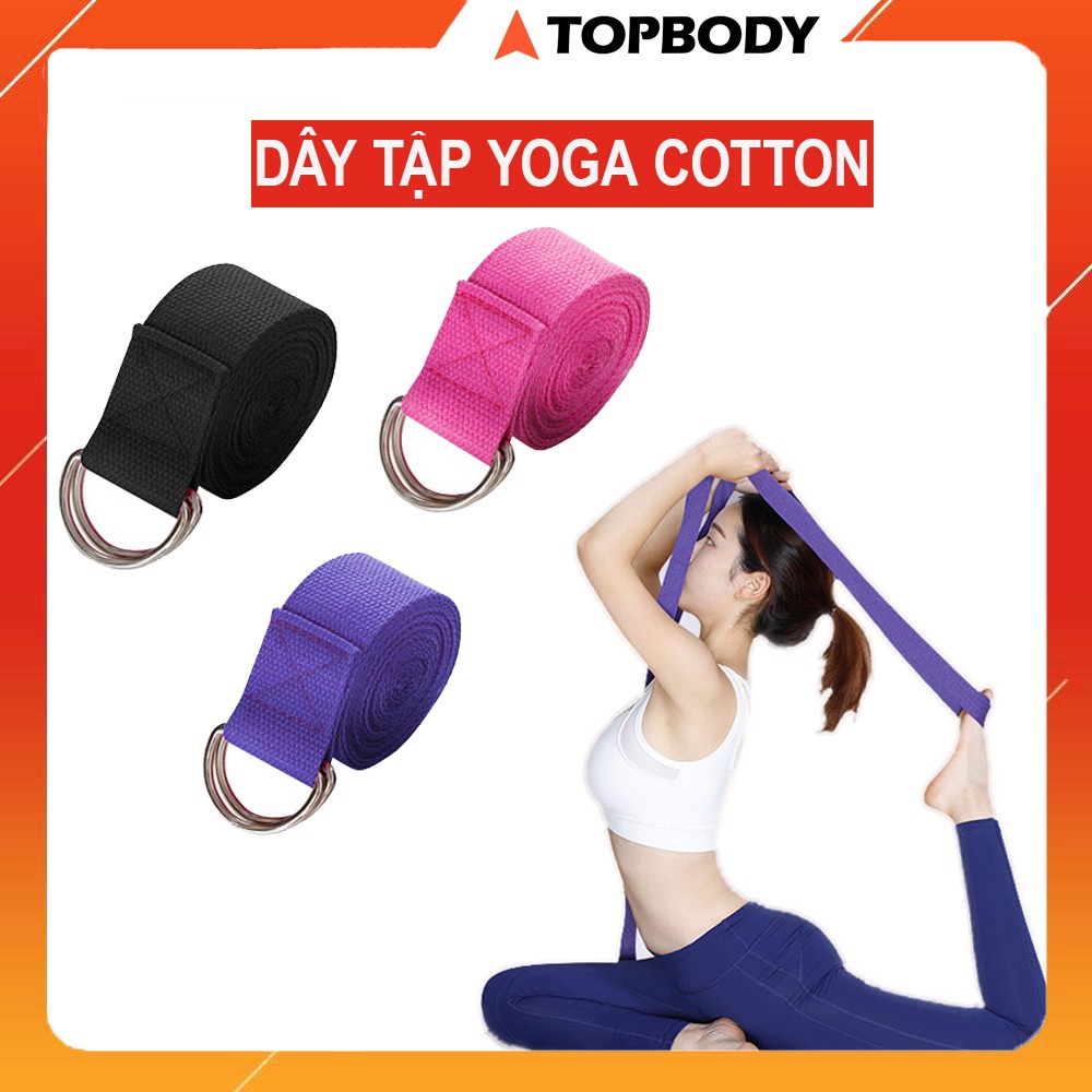 Dây tập Yoga Cotton tiện dụng 1,8mx3,8cm, hỗ trợ tập luyện Yoga tại nhà, văn phòng TOPBODY